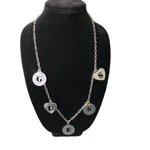 GUESS 27" SILVER‎ TONE GUESS LETTERS CHARM NECKLACE NWT